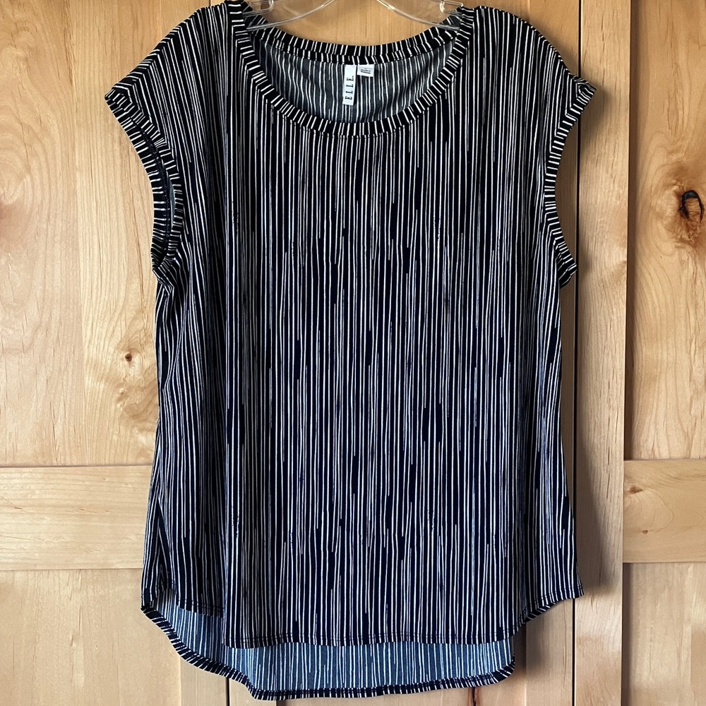 Elle Black and White Vertical Stripe Tank Top